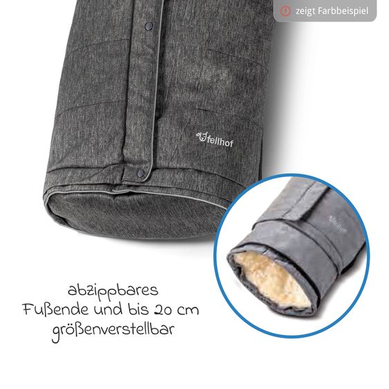 Fellhof Lammfell-Fußsack Hochsölden für Buggy, Sport- & Kinderwagen - Graphite Melange