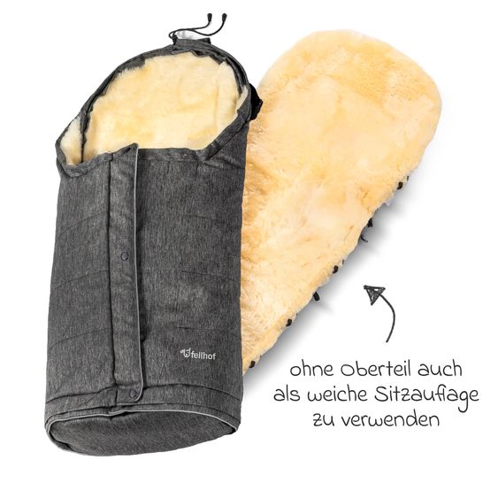 Fellhof Lammfell-Fußsack Hochsölden für Buggy, Sport- & Kinderwagen - Graphite Melange