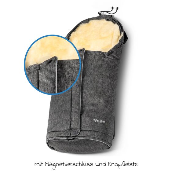 Fellhof Lammfell-Fußsack Hochsölden für Buggy, Sport- & Kinderwagen - Graphite Melange