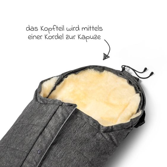 Fellhof Lammfell-Fußsack Hochsölden für Buggy, Sport- & Kinderwagen - Graphite Melange