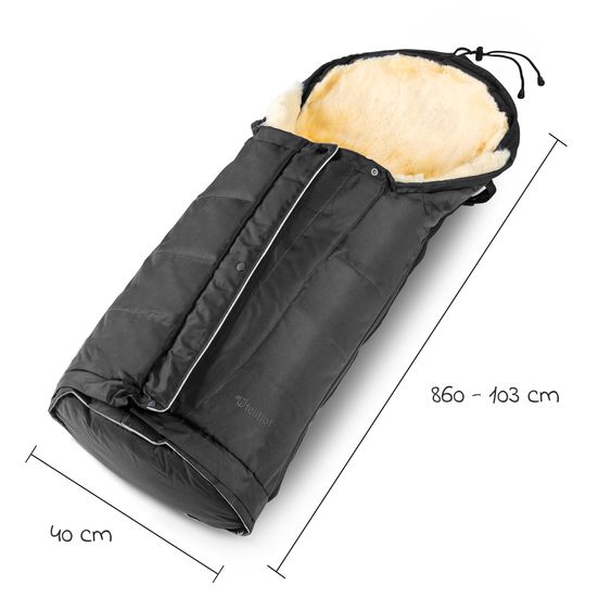 Fellhof Lammfell-Fußsack Hochsölden für Buggy, Sport- & Kinderwagen - Schwarz