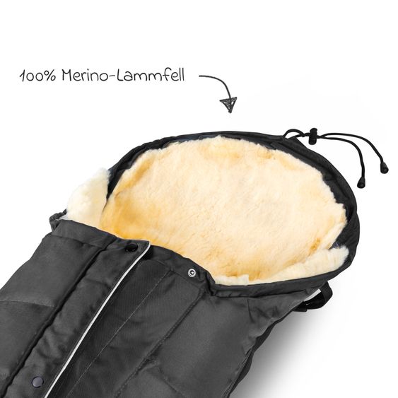Fellhof Lammfell-Fußsack Hochsölden für Buggy, Sport- & Kinderwagen - Schwarz