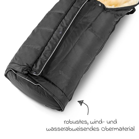 Fellhof Lammfell-Fußsack Hochsölden für Buggy, Sport- & Kinderwagen - Schwarz