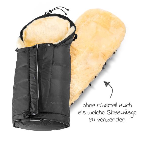 Fellhof Lammfell-Fußsack Hochsölden für Buggy, Sport- & Kinderwagen - Schwarz
