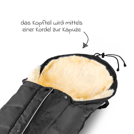 Fellhof Lammfell-Fußsack Hochsölden für Buggy, Sport- & Kinderwagen - Schwarz