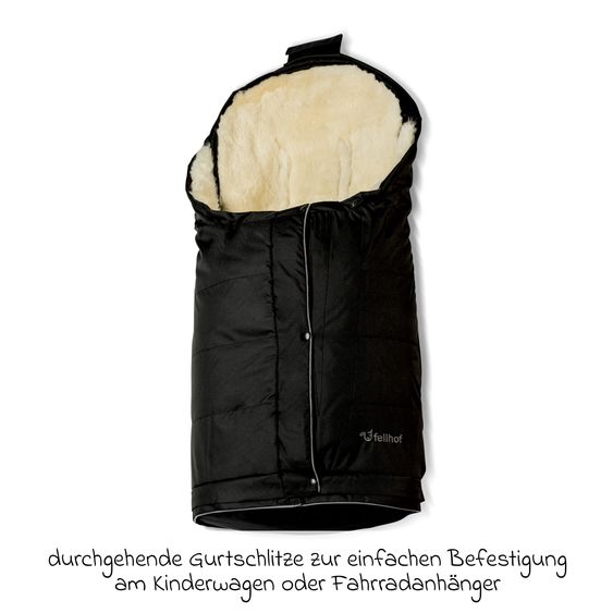 Fellhof Lammfell-Fußsack Kitzbühl für Buggy, Sport- und Kinderwagen - Schwarz