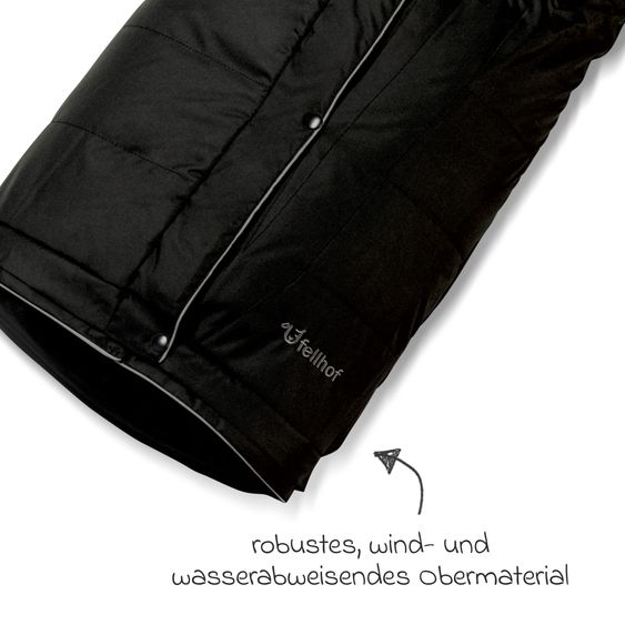 Fellhof Lammfell-Fußsack Kitzbühl für Buggy, Sport- und Kinderwagen - Schwarz
