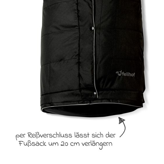 Fellhof Lammfell-Fußsack Kitzbühl für Buggy, Sport- und Kinderwagen - Schwarz