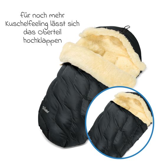 Fellhof Lammfell-Fußsack Winterberg für Buggy, Sport- & Kinderwagen - Schwarz
