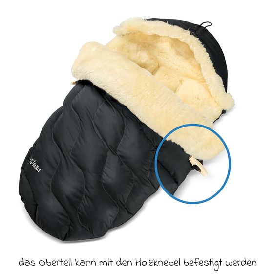 Fellhof Lammfell-Fußsack Winterberg für Buggy, Sport- & Kinderwagen - Schwarz