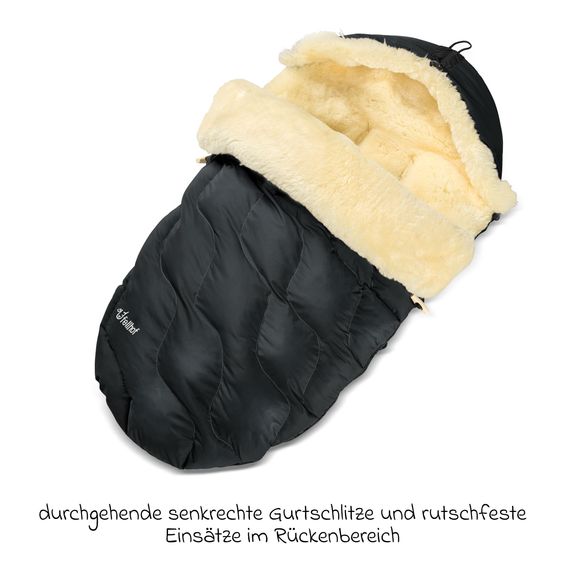 Fellhof Lammfell-Fußsack Winterberg für Buggy, Sport- & Kinderwagen - Schwarz