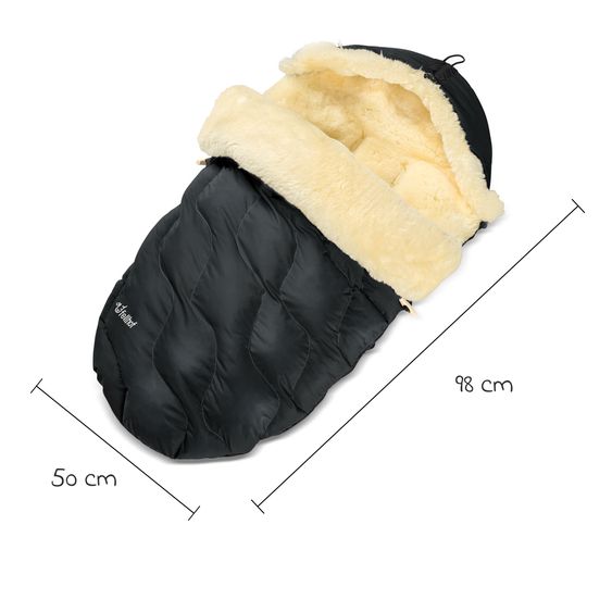 Fellhof Lammfell-Fußsack Winterberg für Buggy, Sport- & Kinderwagen - Schwarz