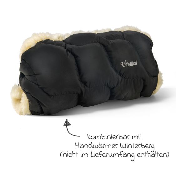 Fellhof Lammfell-Fußsack Winterberg für Buggy, Sport- & Kinderwagen - Schwarz