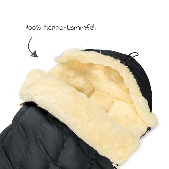 Fellhof Lammfell-Fußsack Winterberg für Buggy, Sport- & Kinderwagen - Schwarz