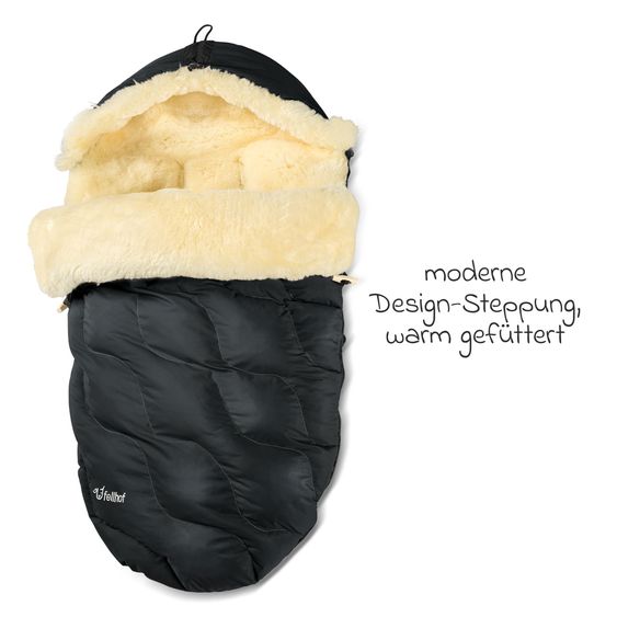 Fellhof Lammfell-Fußsack Winterberg für Buggy, Sport- & Kinderwagen - Schwarz