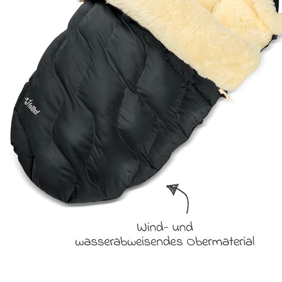 Fellhof Lammfell-Fußsack Winterberg für Buggy, Sport- & Kinderwagen - Schwarz