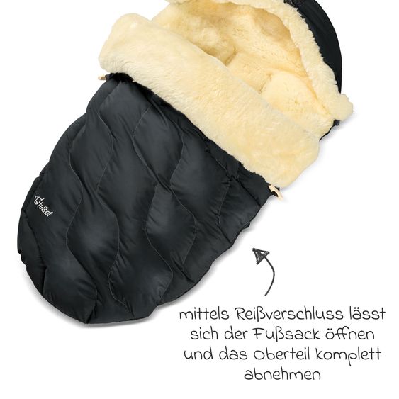 Fellhof Lammfell-Fußsack Winterberg für Buggy, Sport- & Kinderwagen - Schwarz