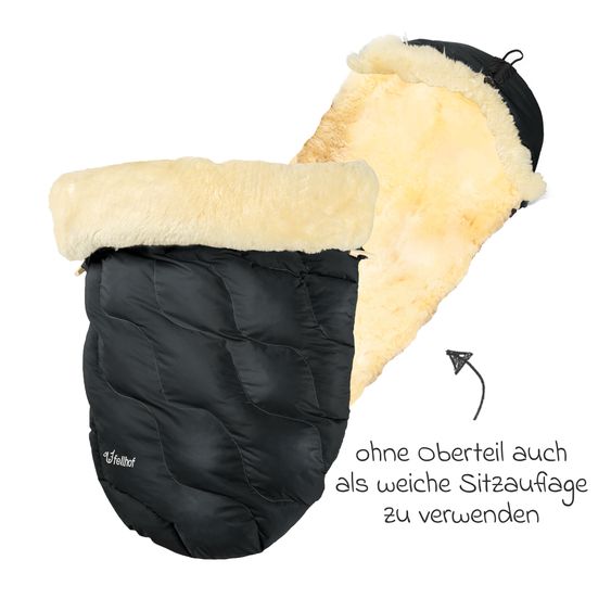 Fellhof Lammfell-Fußsack Winterberg für Buggy, Sport- & Kinderwagen - Schwarz
