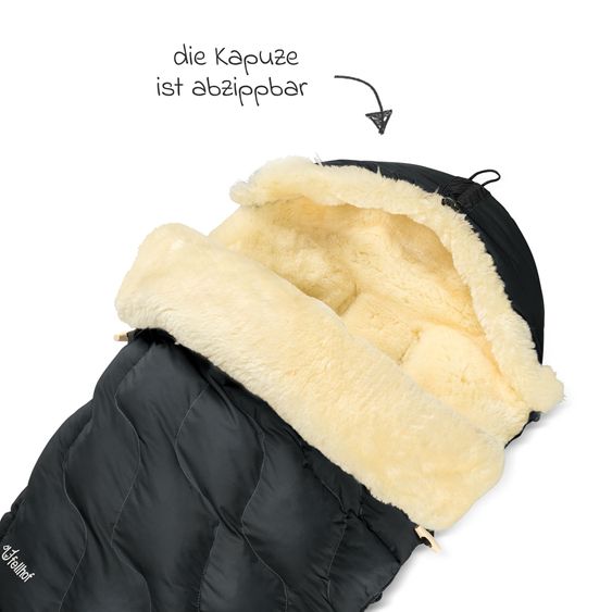 Fellhof Lammfell-Fußsack Winterberg für Buggy, Sport- & Kinderwagen - Schwarz