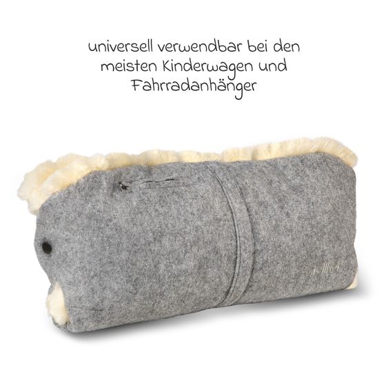 Fellhof Lammfell-Handwärmer Filz für Kinderwagen & Buggy - Hellgrau
