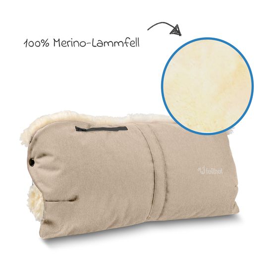 Fellhof Lambskin hand warmer for buggy, sport & stroller - Beige