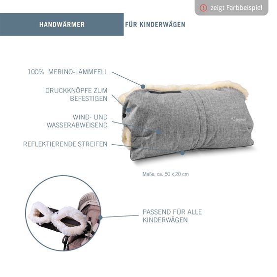 Fellhof Lammfell-Handwärmer für Buggy, Sport- & Kinderwagen - Graphite Melange