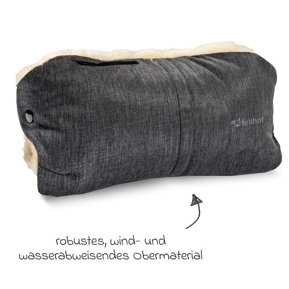 Fellhof Lammfell-Handwärmer für Buggy, Sport- & Kinderwagen - Graphite Melange
