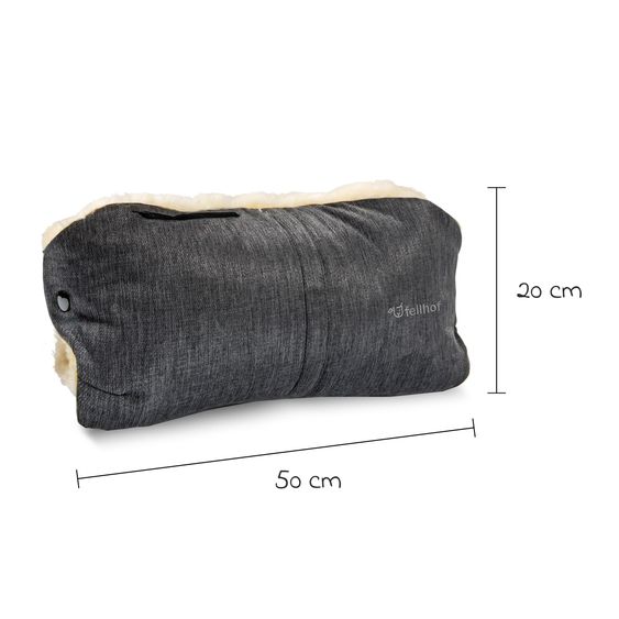 Fellhof Lammfell-Handwärmer für Buggy, Sport- & Kinderwagen - Graphite Melange