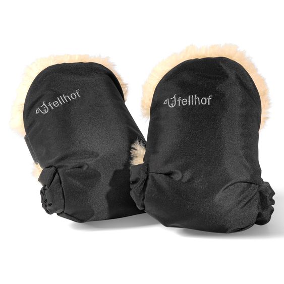 Fellhof Lammfell-Handwärmer Uni für Kinderwagen & Buggy - Schwarz