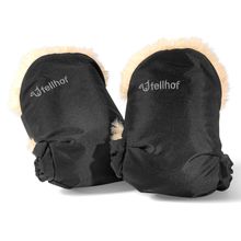 Lammfell-Handwärmer Uni für Kinderwagen & Buggy - Schwarz
