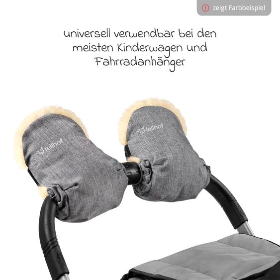Fellhof Lammfell-Handwärmer Uni für Kinderwagen & Buggy - Schwarz