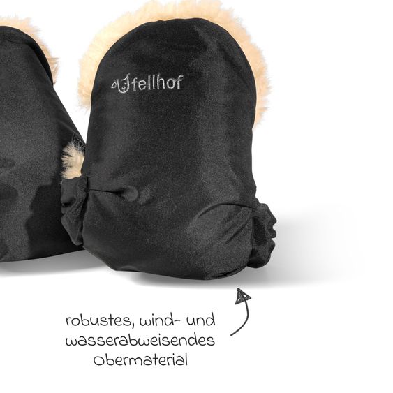 Fellhof Lammfell-Handwärmer Uni für Kinderwagen & Buggy - Schwarz