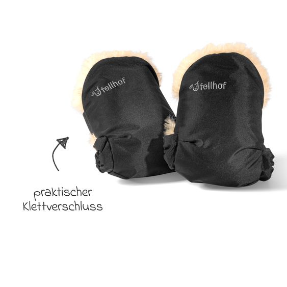 Fellhof Lammfell-Handwärmer Uni für Kinderwagen & Buggy - Schwarz