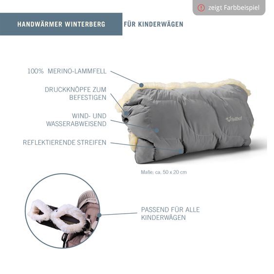 Fellhof Scaldamani in pelle d'agnello Winterberg per passeggino, carrozzina e carrozzina - Beige