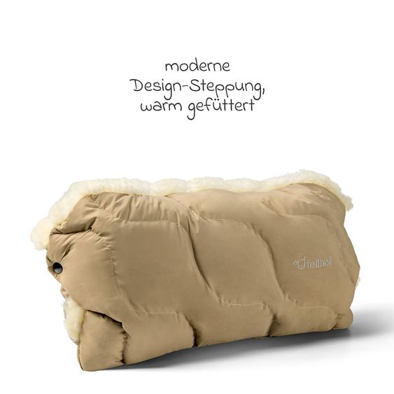 Fellhof Scaldamani in pelle d'agnello Winterberg per passeggino, carrozzina e carrozzina - Beige
