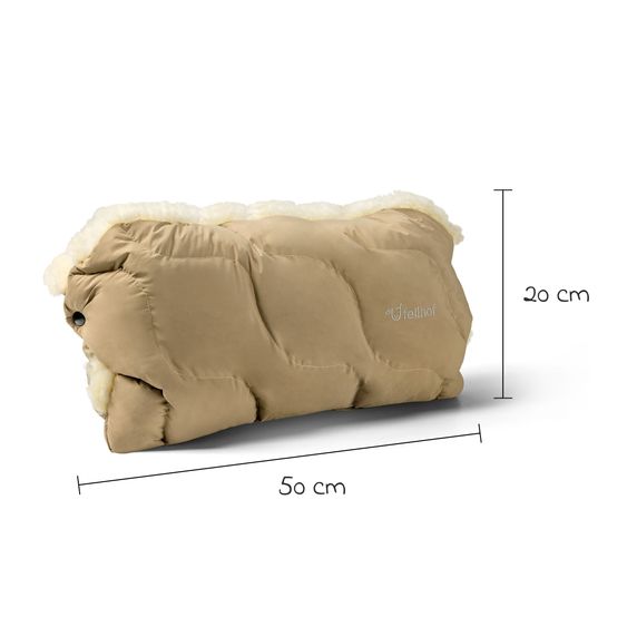 Fellhof Scaldamani in pelle d'agnello Winterberg per passeggino, carrozzina e carrozzina - Beige