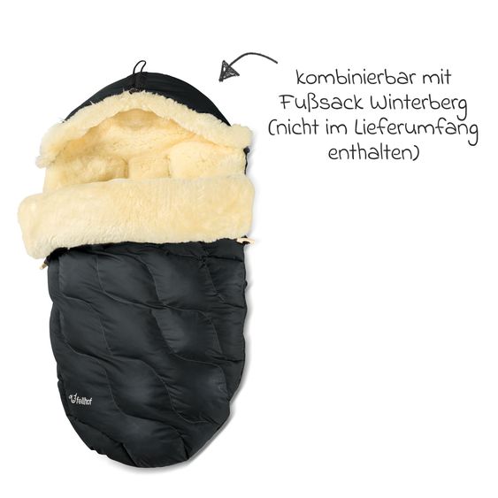 Fellhof Lammfell-Handwärmer Winterberg für Buggy, Sport- & Kinderwagen - Schwarz