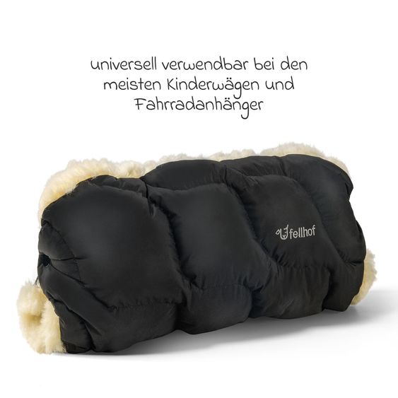 Fellhof Lammfell-Handwärmer Winterberg für Buggy, Sport- & Kinderwagen - Schwarz