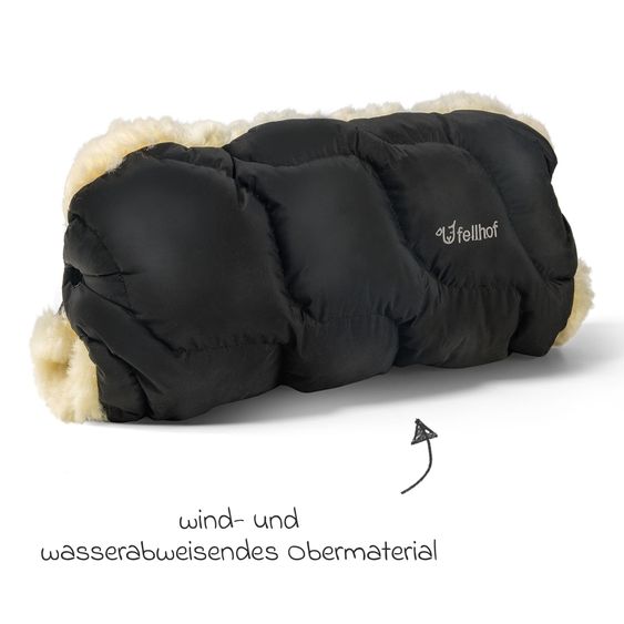 Fellhof Lammfell-Handwärmer Winterberg für Buggy, Sport- & Kinderwagen - Schwarz