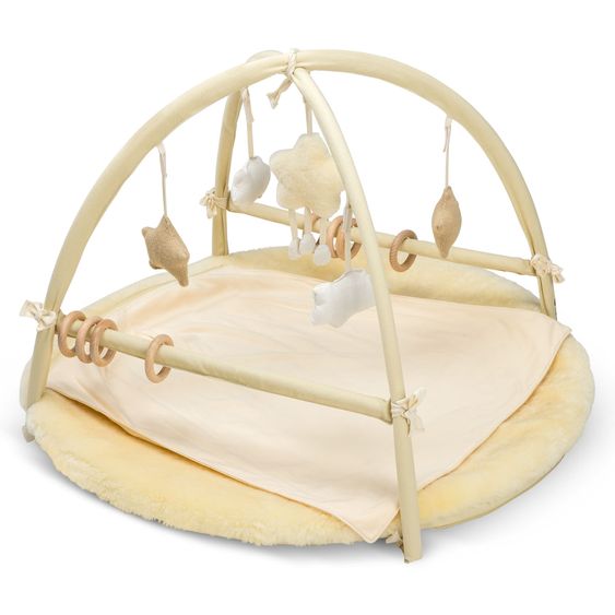 Fellhof Play blanket with play arch Activity Center Stella with detachable pendant, top made of 100% merino lambskin