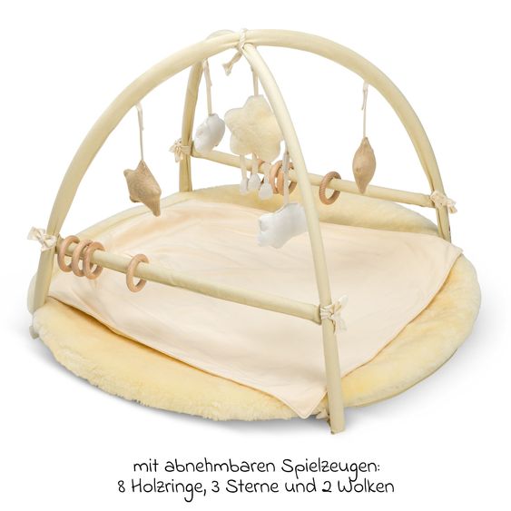 Fellhof Play blanket with play arch Activity Center Stella with detachable pendant, top made of 100% merino lambskin