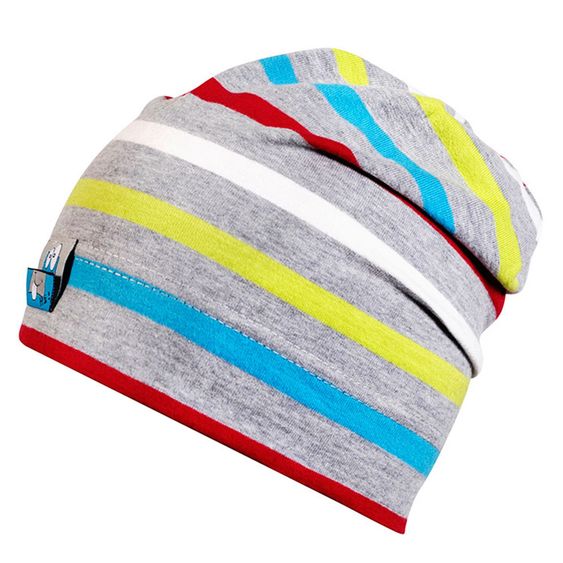 Fiebig Slouch-Beanie - Streifen Hellgrau - Gr. 51