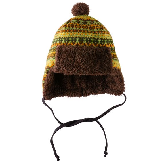 Fiebig Strickmütze zum Binden mit Bommel - Braun - Gr. 45
