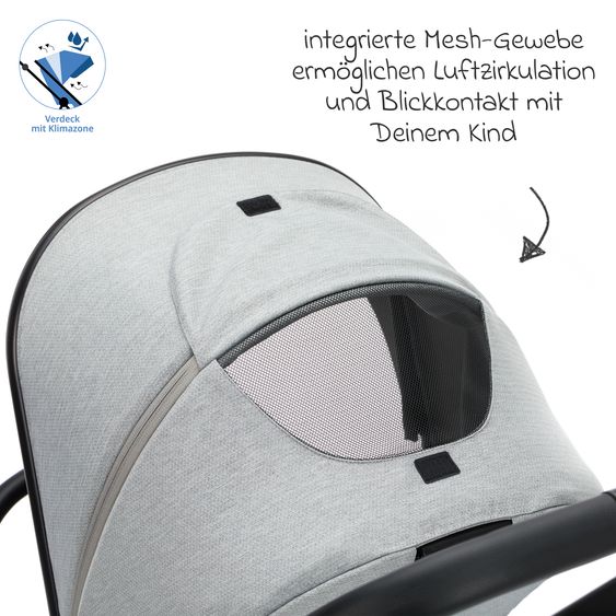 Fillikid 2-1 Kombi-Kinderwagen Cougar bis 22 kg belastbar inkl. Babywanne, umsetzbare Sitzeinheit, Telskopschieber, - Grau