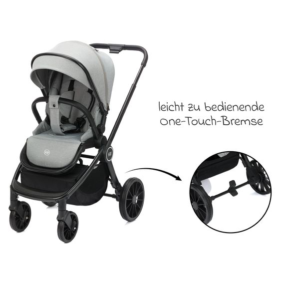 Fillikid 2-1 Kombi-Kinderwagen Cougar bis 22 kg belastbar inkl. Babywanne, umsetzbare Sitzeinheit, Telskopschieber, - Grau