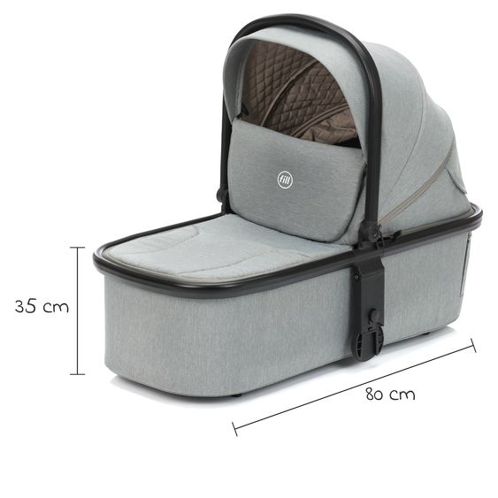 Fillikid 2-1 Kombi-Kinderwagen Cougar bis 22 kg belastbar inkl. Babywanne, umsetzbare Sitzeinheit, Telskopschieber, - Grau