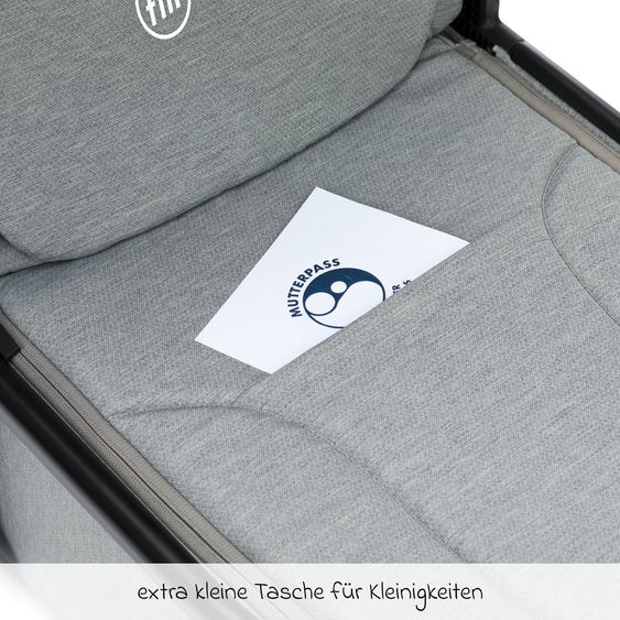 Fillikid 2-1 Kombi-Kinderwagen Cougar bis 22 kg belastbar inkl. Babywanne, umsetzbare Sitzeinheit, Telskopschieber, - Grau