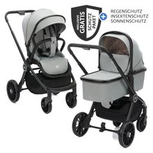 2-1 Combi Stroller Set Cougar up to 22 kg load capacity with carrycot, reversible seat unit, telescopic handle & accessory package - Grey