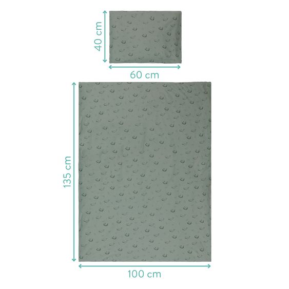 Fillikid 2.tlg. Bettwäsche 100 x 135 xm / 40 x 60 cm - Wal - Grün
