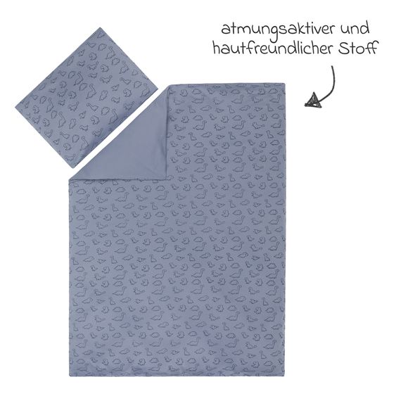 Fillikid 2-pcs. Bedding Set Blanket 100 x 135 cm / Pillow 40 x 60 cm made of cotton - Blue